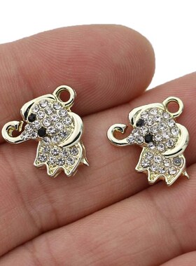 10Pcs Silver Plated Crystal Elephant Charm Pendant for Jewel