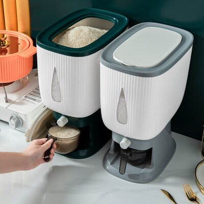 10Kg Rice Dispenser Storage Container Sealed Grain Cereal Di