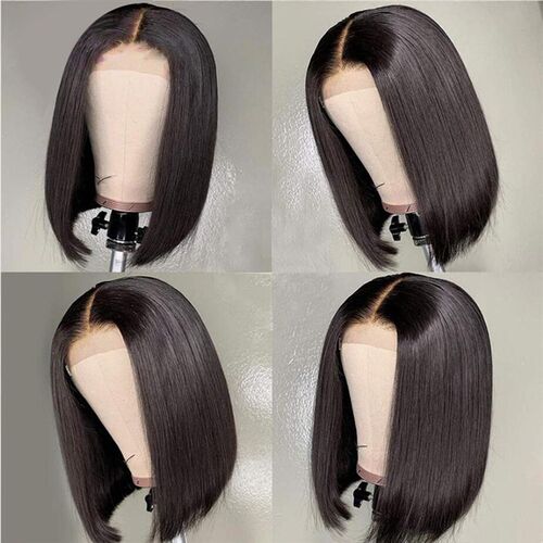 Real Person Hair Bob Head ver 4*4 Natural Color Straight Hum