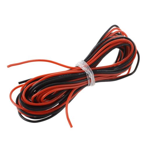 2x  24 Gauge AWG Silicone Rubber Wire Cable Red Black Flexib