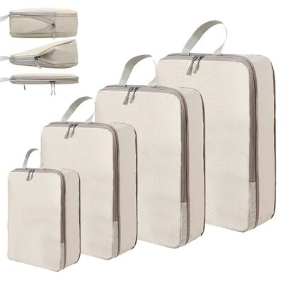 Set/4Pcs Portable Travel Compression Packing Cubes Bag Water