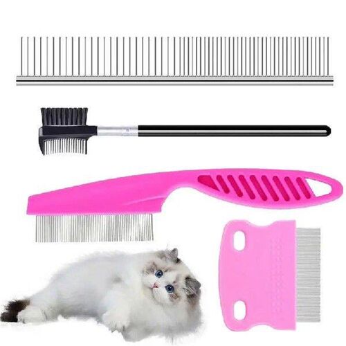 4 Pcs/set Stainless Steel Head Lice Comb Dogs Cats Grooming