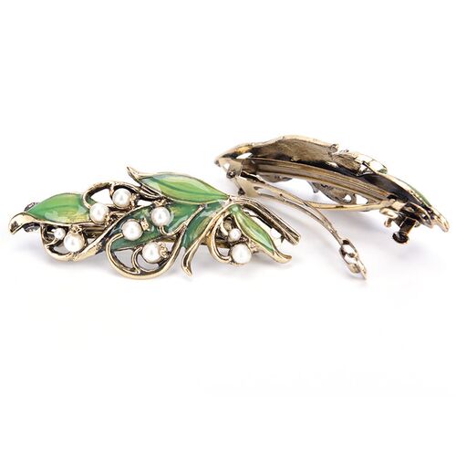 Fashion Women Retro Enamel Leaf Barrettes Ancient Bronze  Al