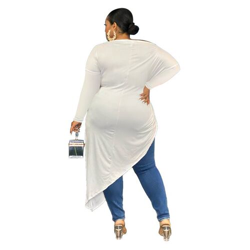 Plus Size Women Clothing Temperament Irregular Lace Up Off S