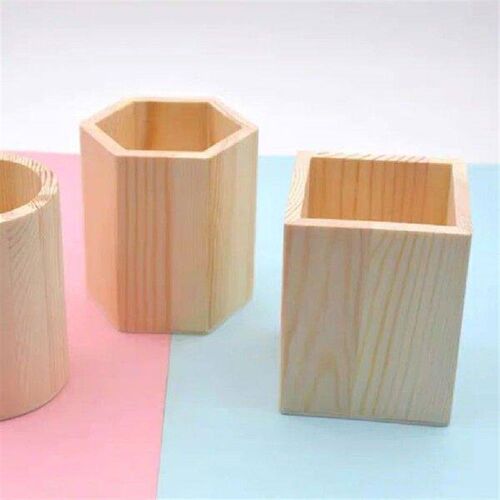 2 Pcs Pine Pen Holder Break-resistant Wood Brush Pot
