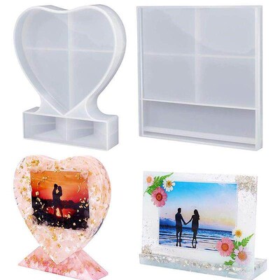 Love Heart Square Photo Frame Epoxy Mold for DIY Craft Resin