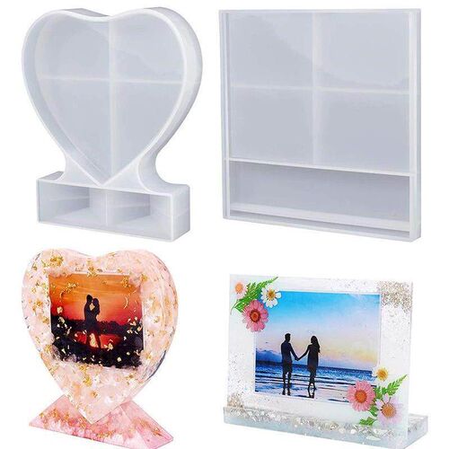 Love Heart Square Photo Frame Epoxy Mold for DIY Craft Resin
