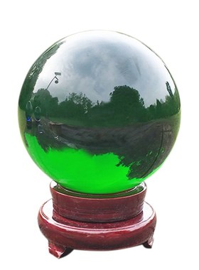 超大号20CM玻璃球办公室装饰开业招财球绿色人造K9水晶球摆件