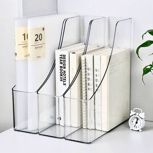 Minimalist Clear Plastic Office Desk Magazine Organizer with