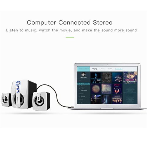 3.5mm Male to Male Audio Cable Car Speaker Nylon Braid 90 D