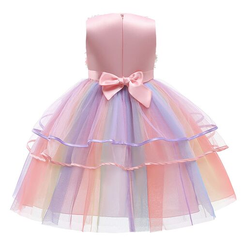 2024ins Childrens Dress V-neck Cake Princess Dress Christma
