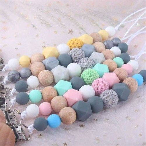 Nipple Holder Clips Children Soother Holder Wood Dummy