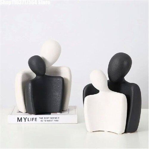 Abstract art figures embrace ceramic home decor Creative