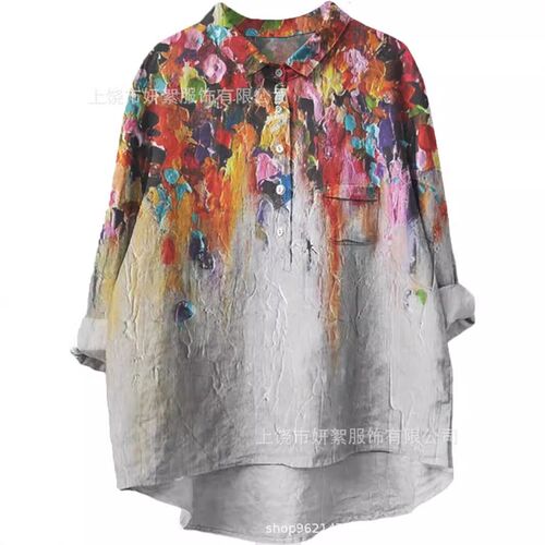 2024 Womens Loose Printed Round Neck Casual Large Size Wome