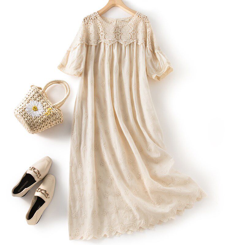Japan Style Sweet Lace Patchwork Ladies Dresses Flower Croch图片
