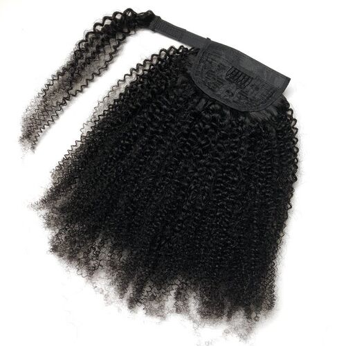 Wrap Around Tail Afro Curly Human Hair Live Wig Wool tail