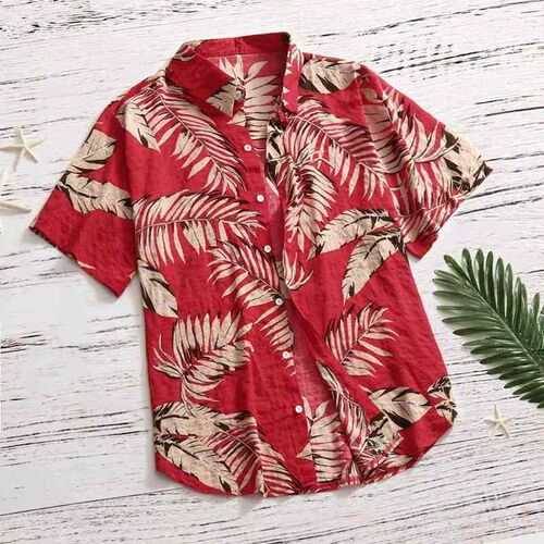 Hawaiian Shirts Red Tropical Shirts Floral Men Dazn ops Summ