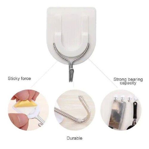 10PCs Strong Adhesive Wall Sticky Hooks 180 Degree Rotating