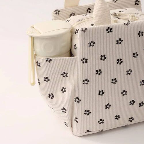Corduroy Lunch Bag Thermal Inulation Lunch Box Storage Handb