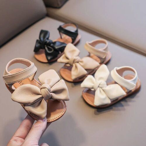Girls Summer Sandals Big Bowtie Pu Leather 21-30 Sweet Chil