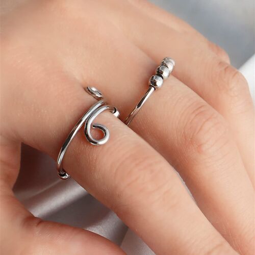 Fashion Anxiety Ring Runner Fidget Spiral Rotate Freely Bead