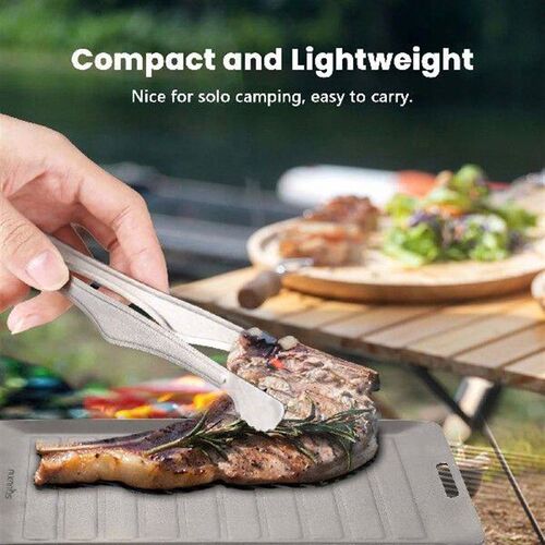 Ti Outdoor Camping Grill Pan & BBQ Tongs Set Portable