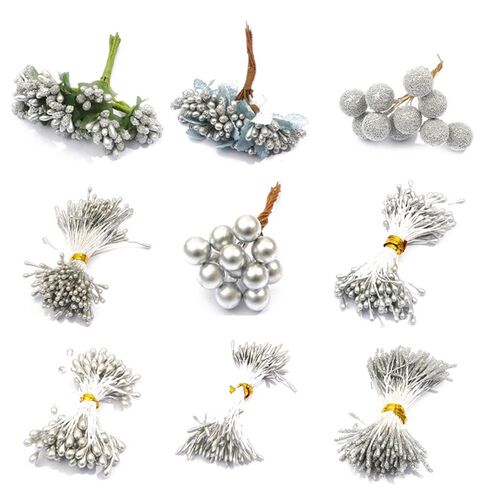 90pcs Double Heads DIY Artificial Mini Pearl Flower Stamen P