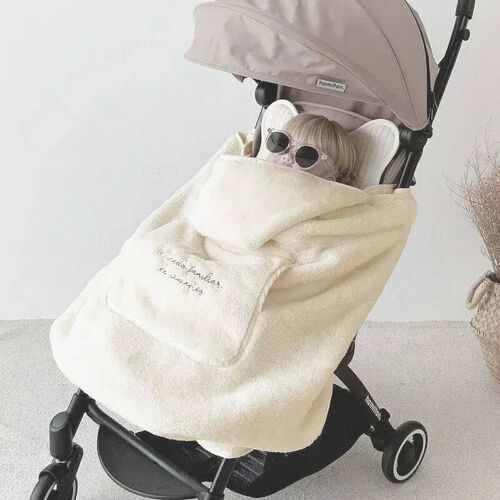 Windproof Cloak Stroller ver Warm Soft Fleece Baby Blanket E