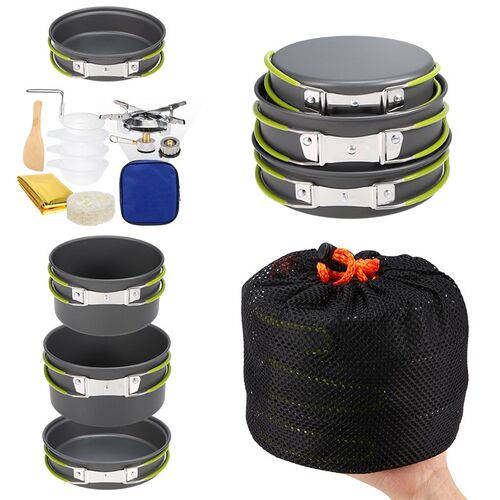Lightweight Aluminum Outdoor Stove Pot Pan Plastic Bowel Out