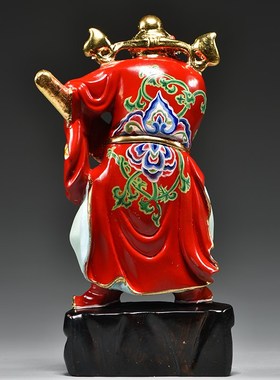 彩绘黑檀木雕天师福神钟馗像摆件实木客厅家居玄关装饰红木工艺品