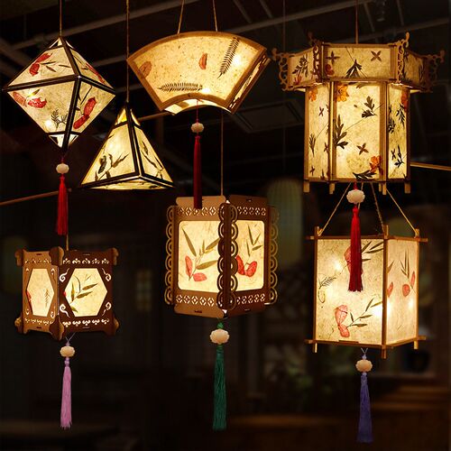 DIY Chinese Lantern Palace Retro Style Portable Blossom Flow
