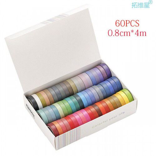 60 Pcs/Set Basic Solid Color Washi Tape Rainbow Masking