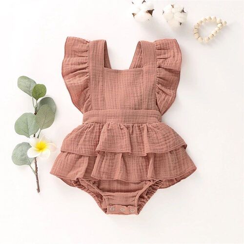 2024 Summer Newborn Baby Girls Bodysuits Clothes Princess Ru
