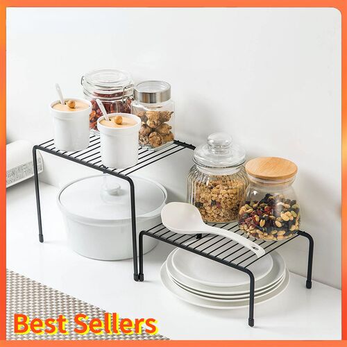 Metal Hollow Drain Shelves Sink Storage Rack Adjustable Stor