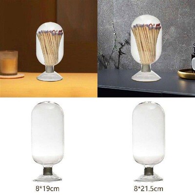 Clear Glass Match Cloche Jar Hold 80 Matches Multiuse