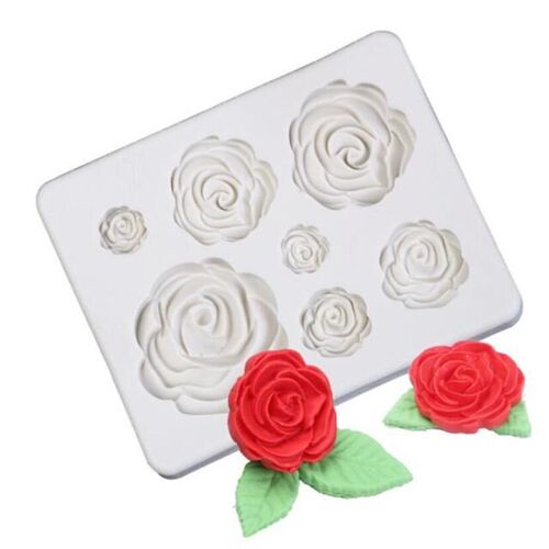 1Pcs Sugarcraft Rose Flowers Leaves Silicone Mold Fondant Ca