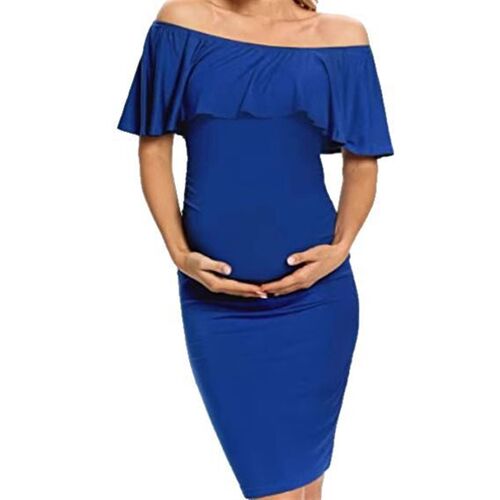 Maternity Clothing Womens Off-shoulder Sleeveless One-lengt