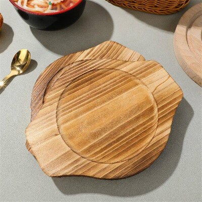 2 Pcs Stone Bowl Wooden Hot Pads Kitchen Counter Pot Mats