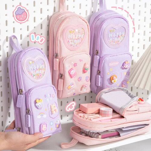 1pcs Kawaii Pencil Cases Large Capacity Canvas Pencil Bag Po