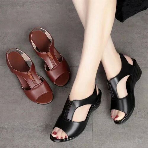 Zipper Wedge Sandals Plus Size 2024 Summer Women Sandals