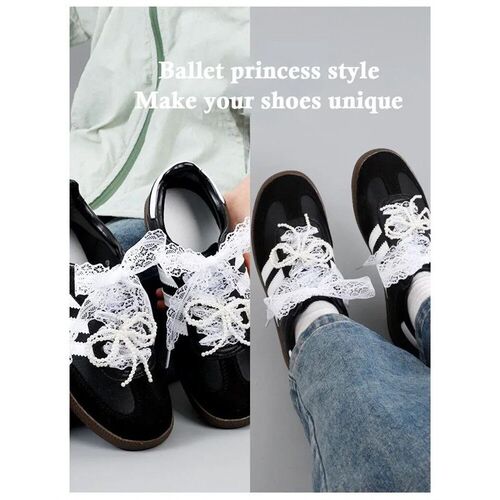Fancy Lace Shoelace for Women Caual Shoe 2.9CM Width Flat Sh