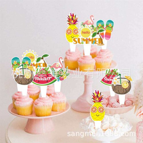 12-piece cake plug sign summer Hawaiian party decoration plu