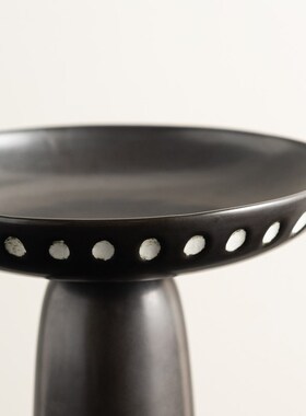 侘寂风陶瓷果盘餐桌高脚托盘法式中古茶桌样板房客厅软装饰品摆件