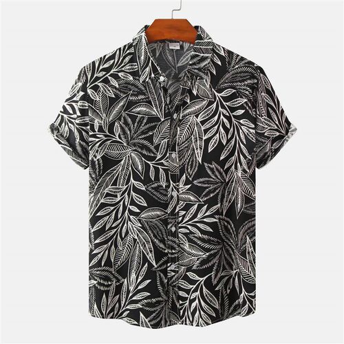 Summer Hawaiian Short Sleeve Printed Vintage Shirt Mens Loo