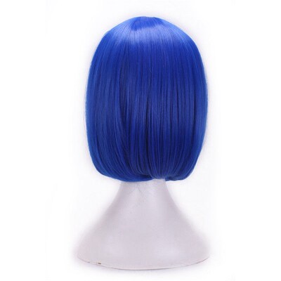 Cos Animation Wig Pink Bob Head Slanted Bangs Hair Bobo Colo