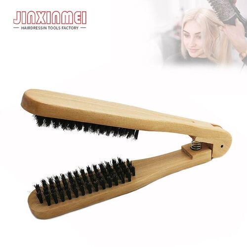 Wooden Straightening Comb Double Sided Brush Clamp Hair Hair