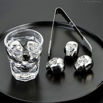 Reusable Skull Head Ice Cube Stainless Steel Chilling