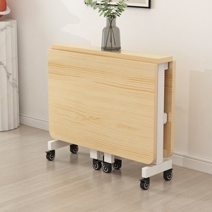 纯实木折叠餐桌家用小户型超薄多功能可移动伸缩长方形吃饭小桌子