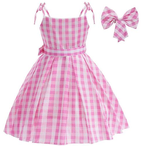 Movie Barbie Cosplay Girls Dress Long Style Lattice Sling