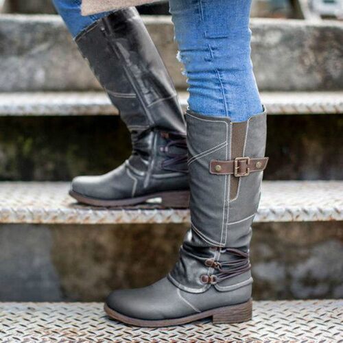 KAMUCC  Winter Boots Women Basic Women Mid-Calf Boots Round